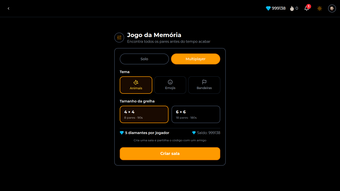 Configuração de um jogo multiplayer