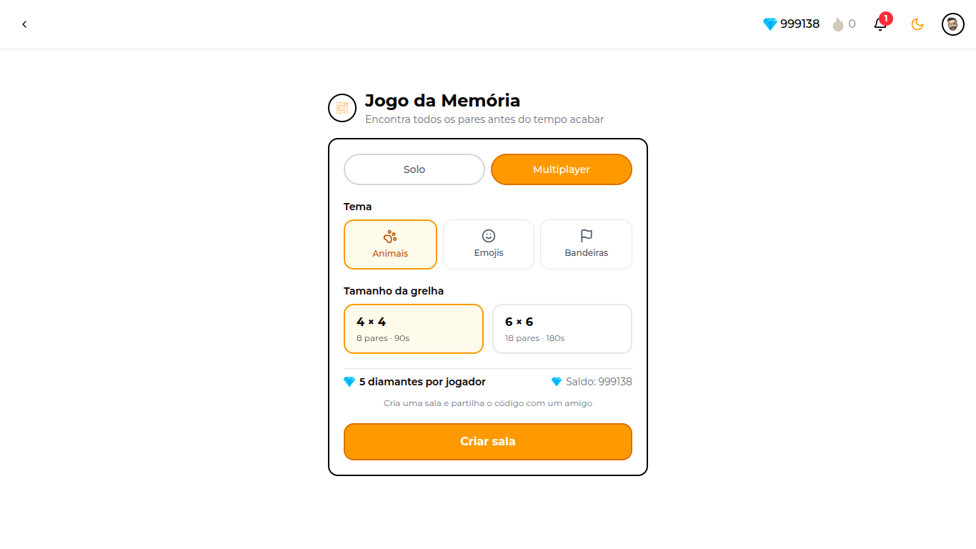 Configuração de um jogo multiplayer