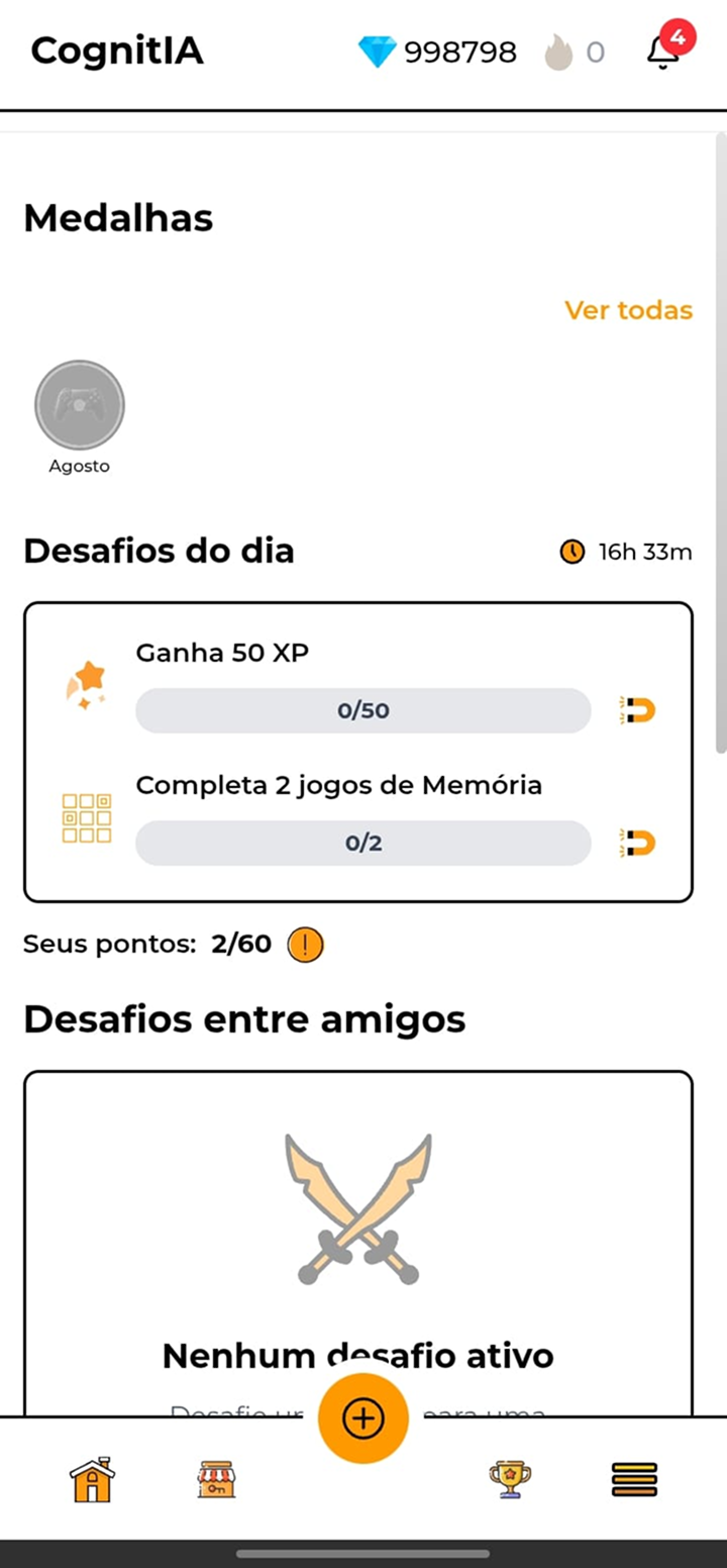 Página de desafios diários