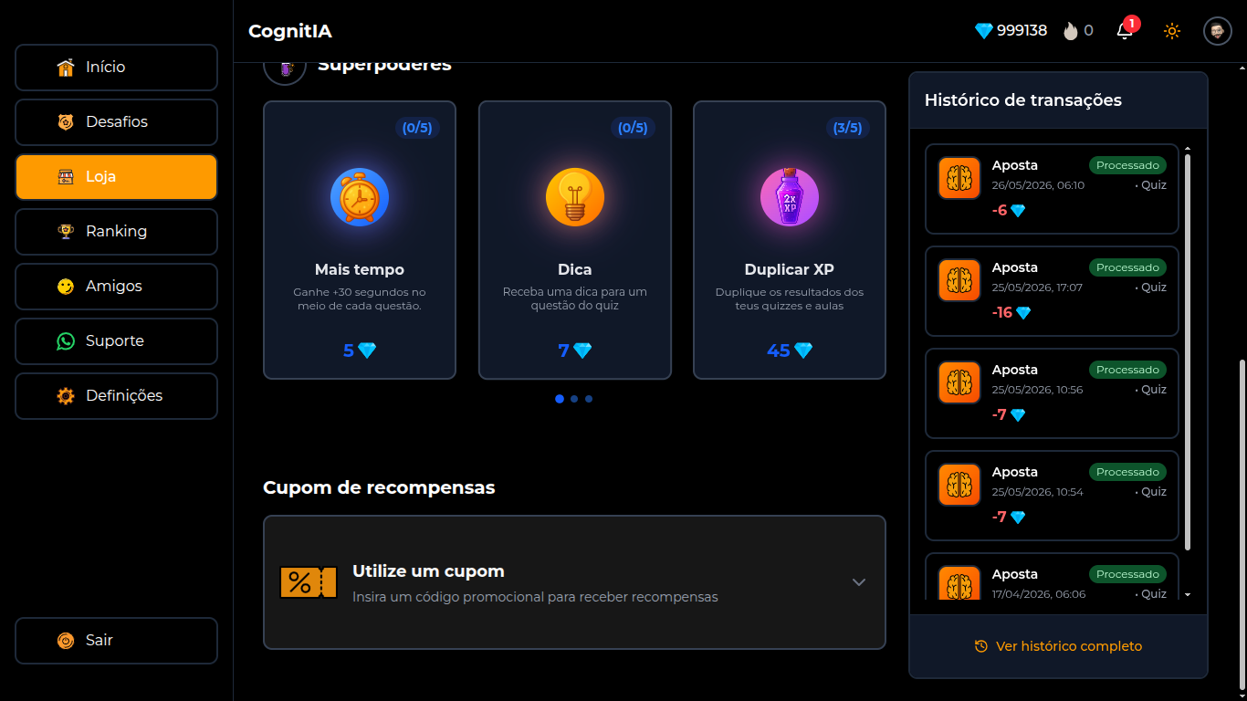 Lista de Super Poderes disponíveis na loja