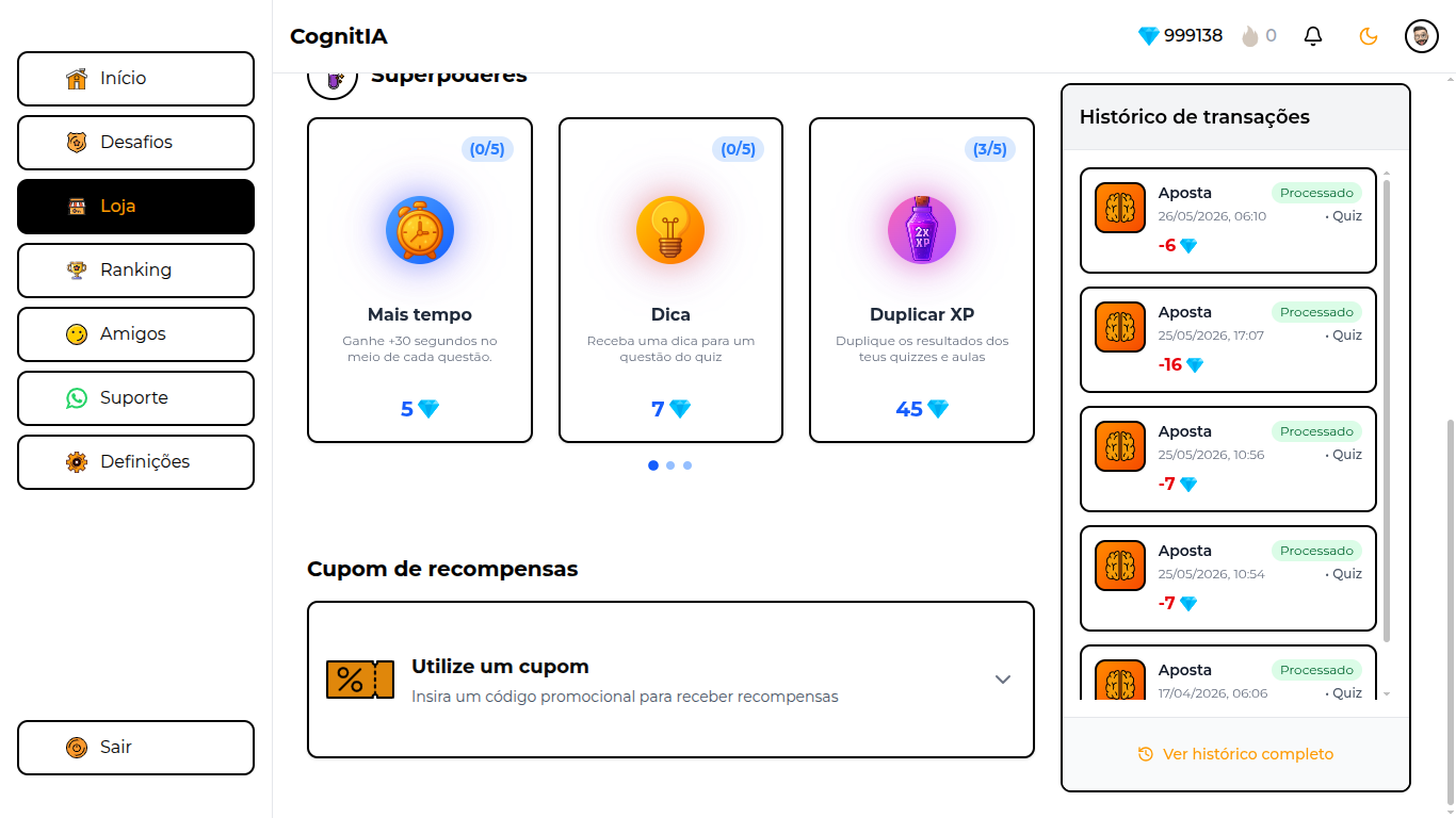 Lista de Super Poderes disponíveis na loja